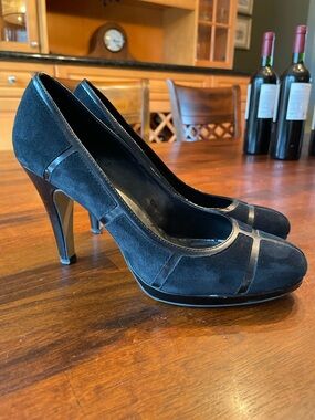 Franco Sarto Black Suede High Heel Pumps